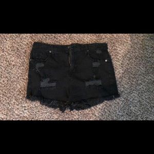 Ripped black jean shorts